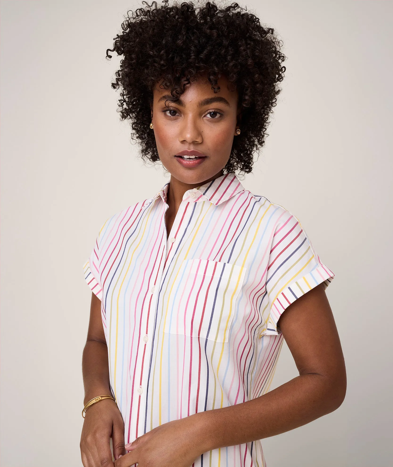 Cotton Stretch Short Sleeve Stripe Eleanor Dress
