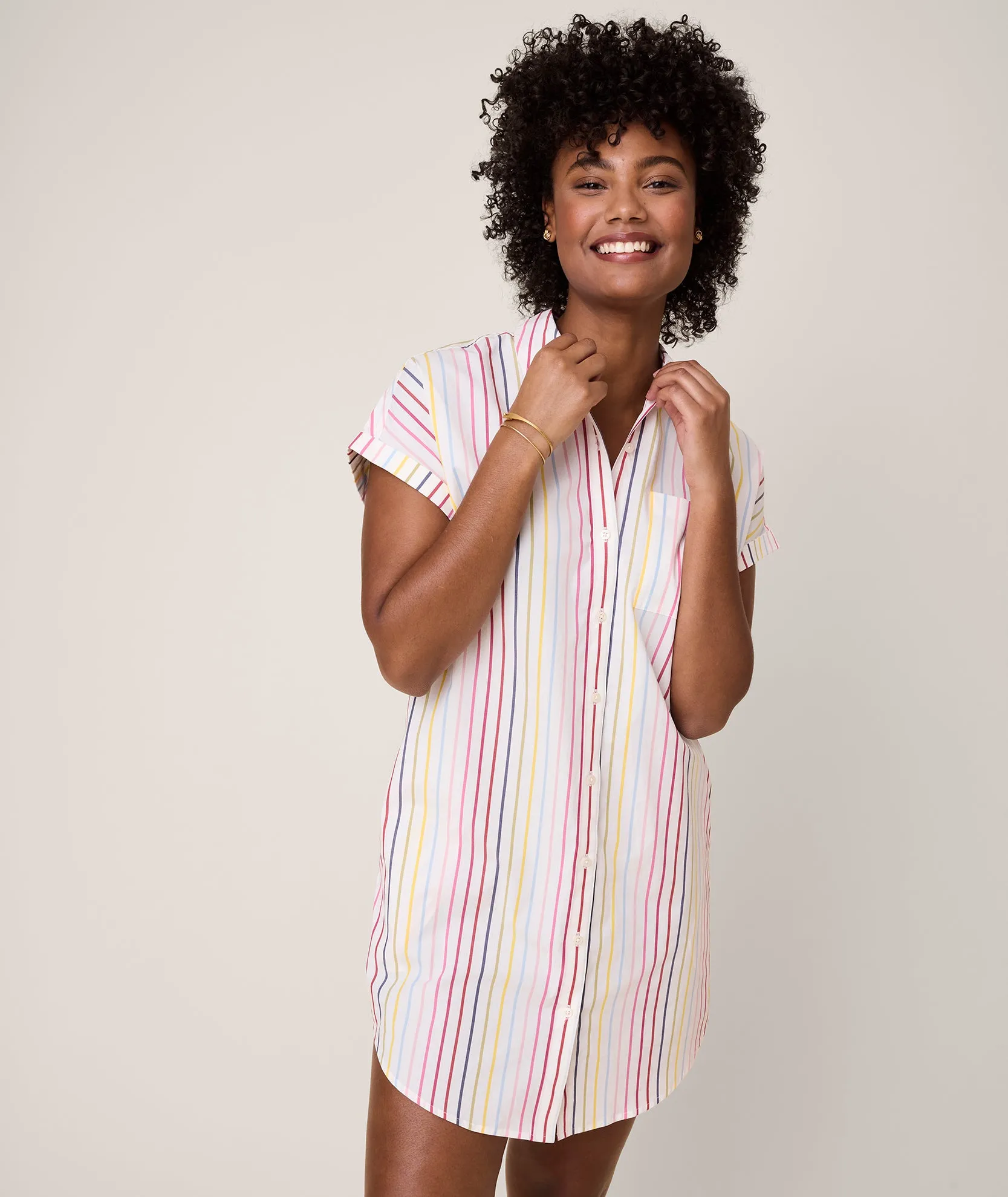 Cotton Stretch Short Sleeve Stripe Eleanor Dress