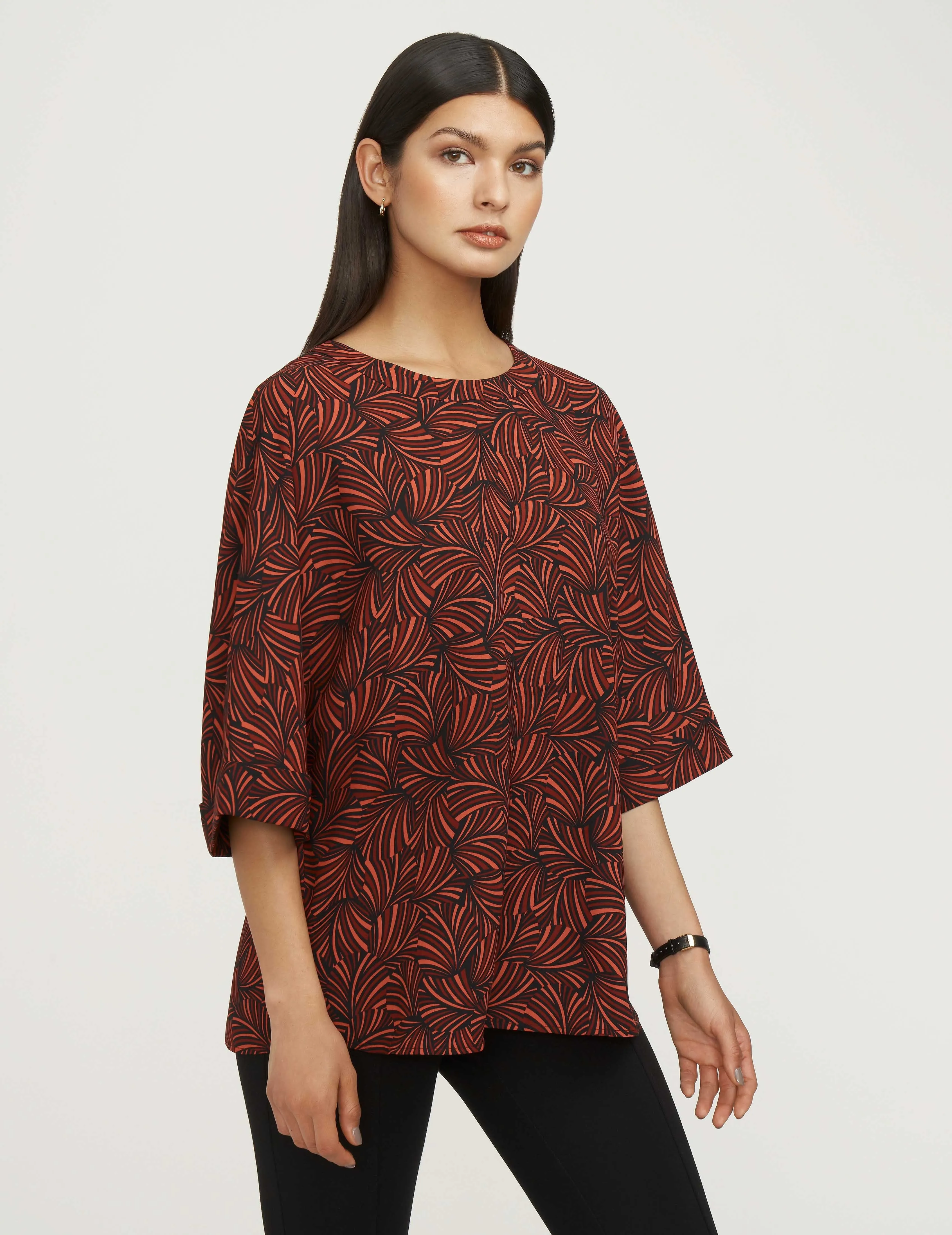 Crewneck Pleat Back Blouse- Sale