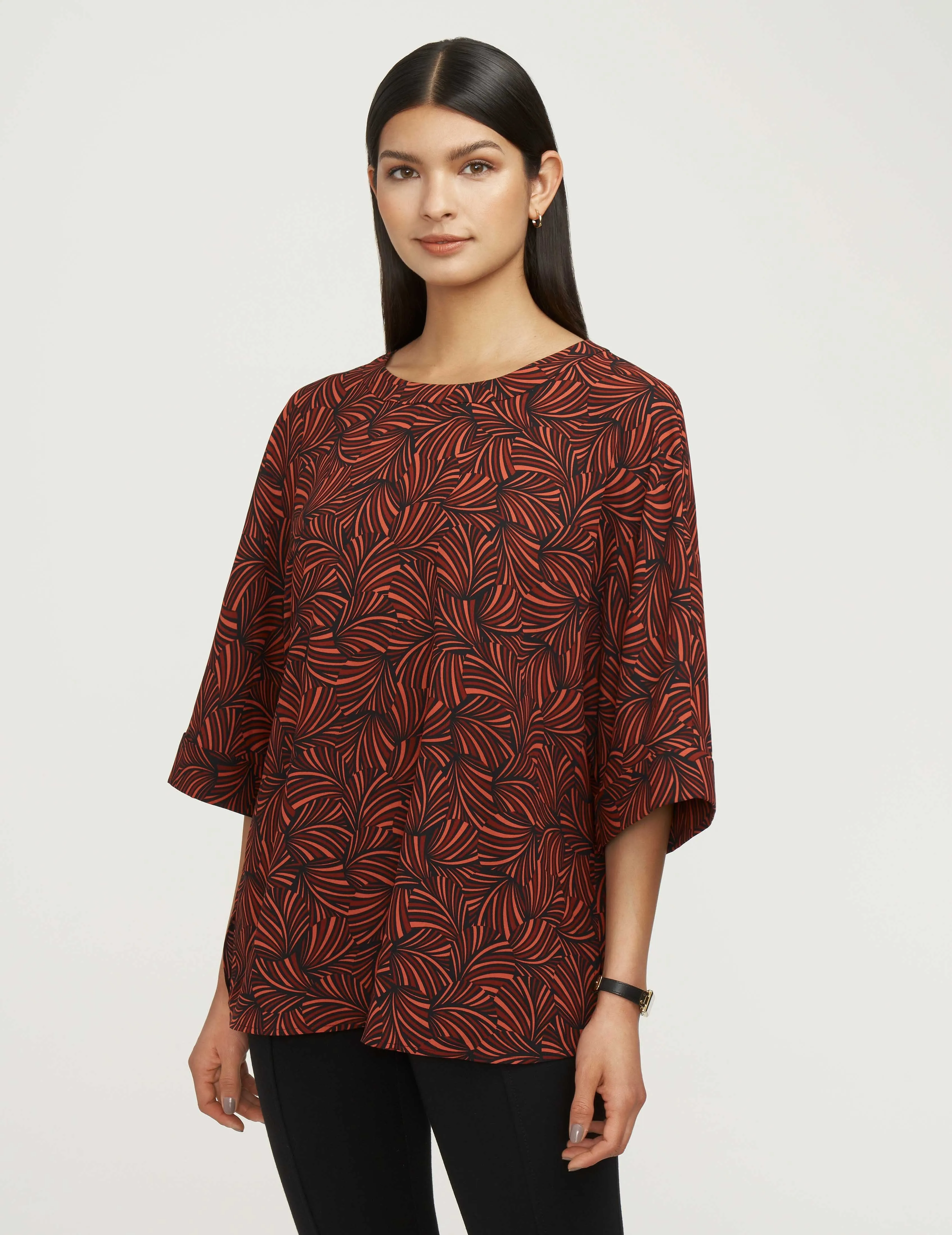 Crewneck Pleat Back Blouse- Sale