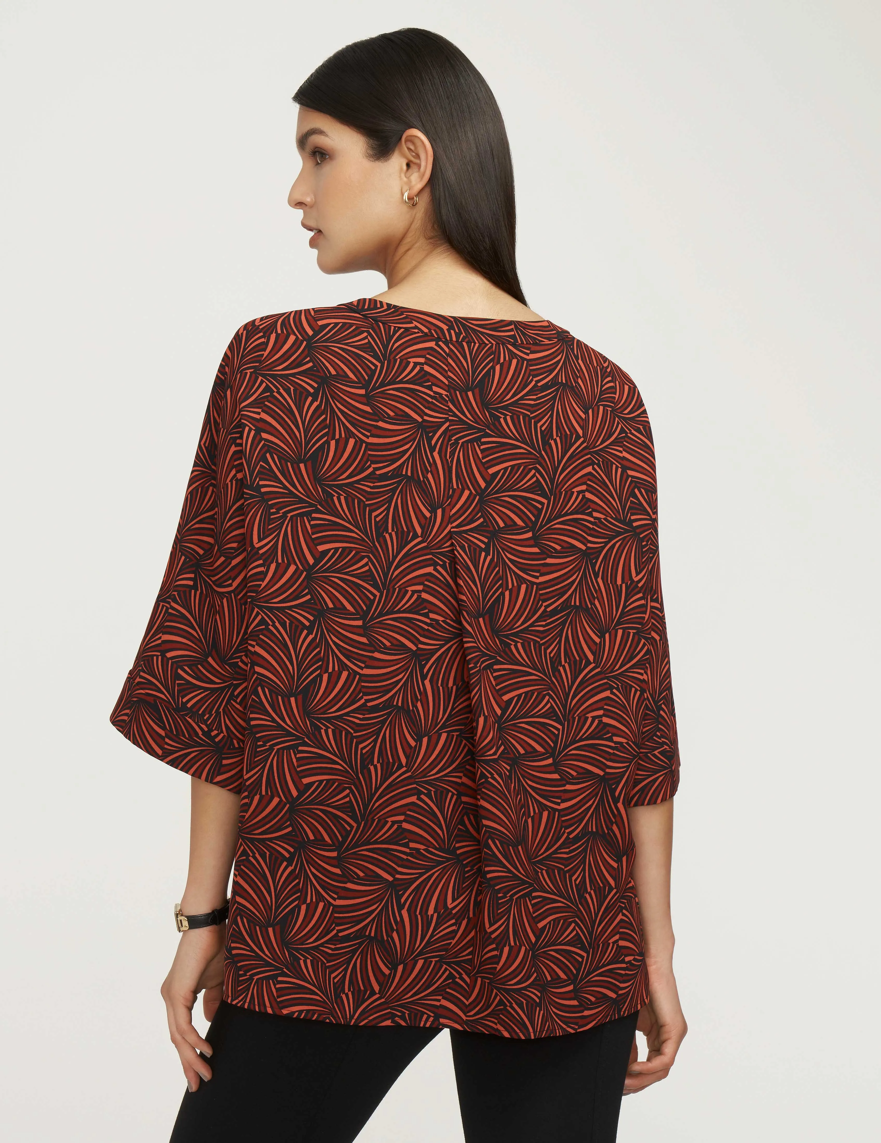 Crewneck Pleat Back Blouse- Sale