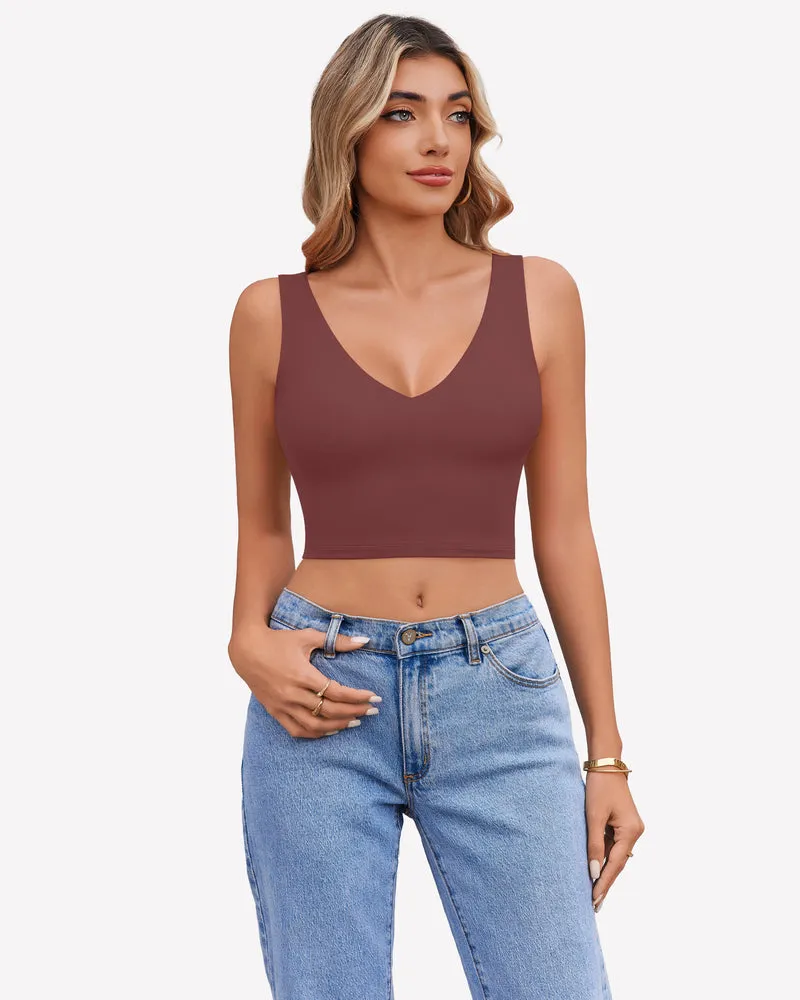 Crop Plunge Tank Tops Camisoles