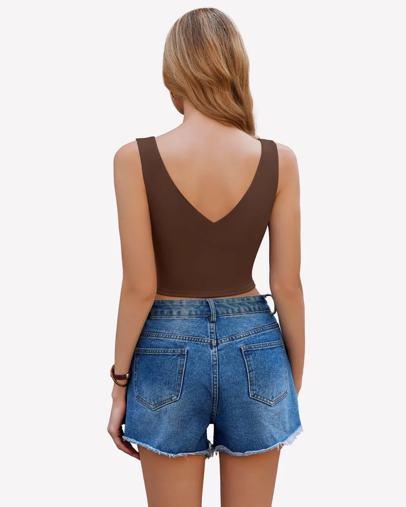 Crop Plunge Tank Tops Camisoles