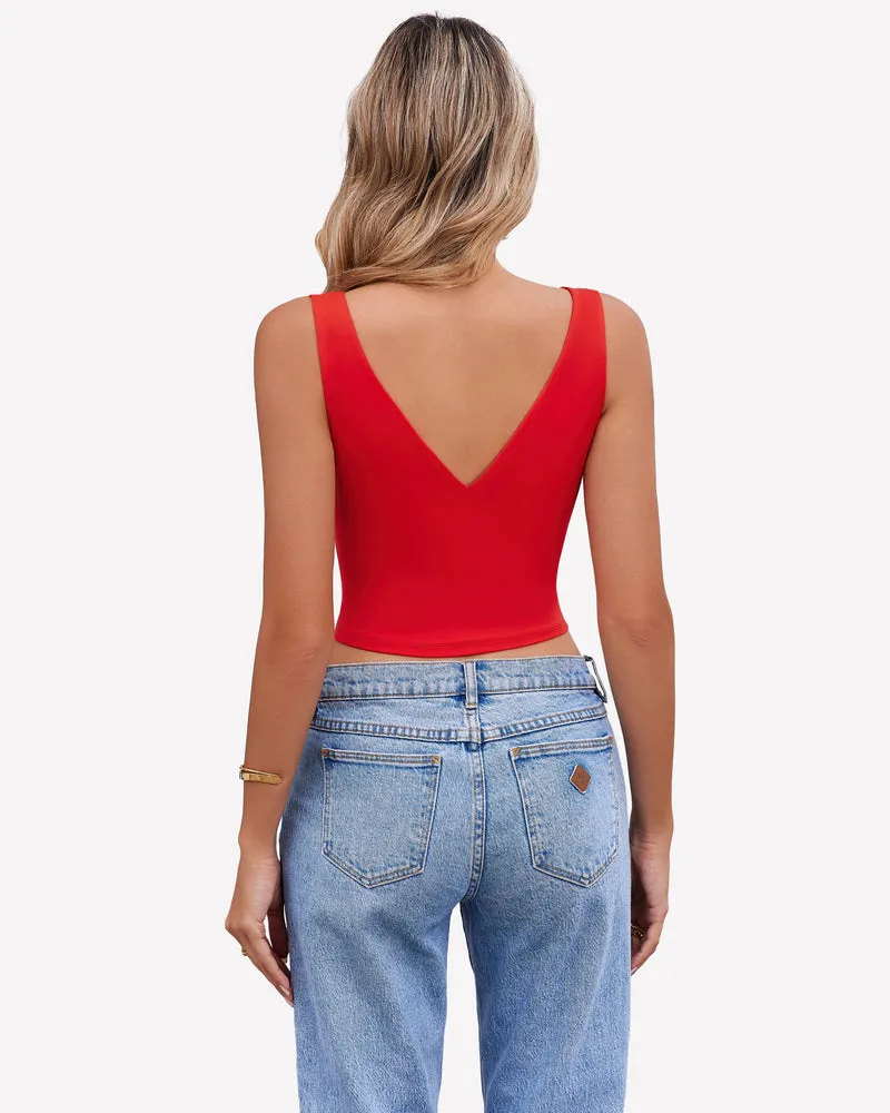 Crop Plunge Tank Tops Camisoles
