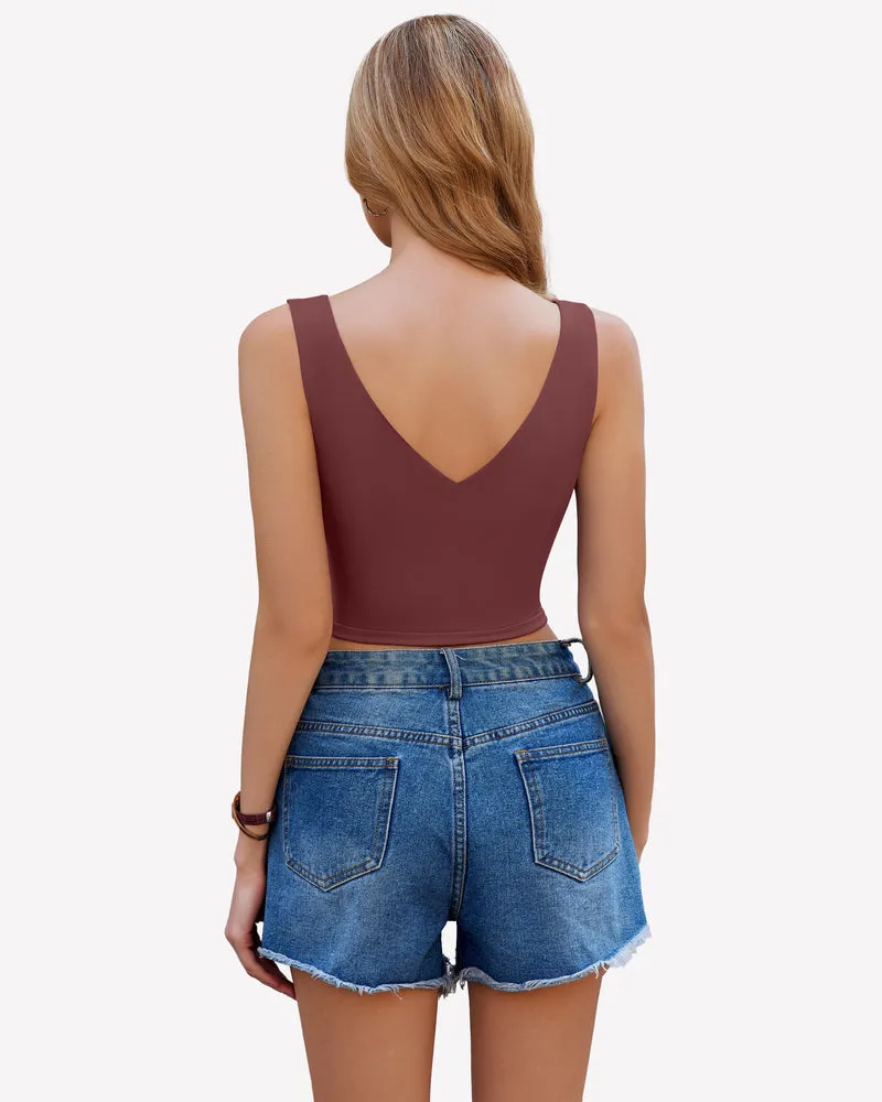 Crop Plunge Tank Tops Camisoles