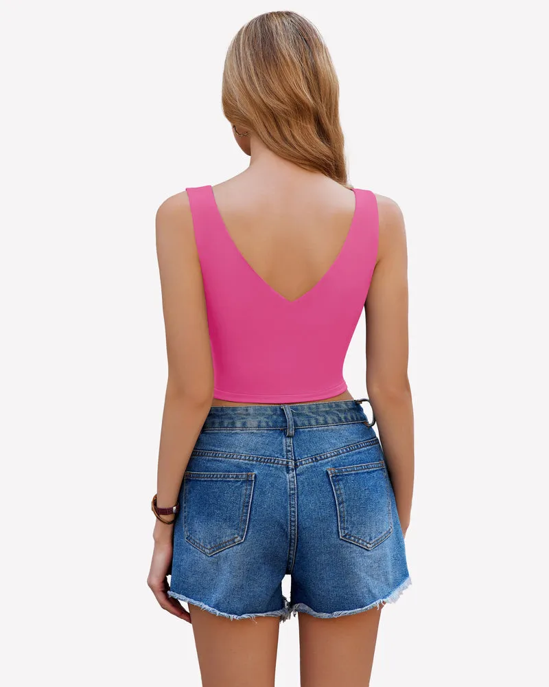 Crop Plunge Tank Tops Camisoles