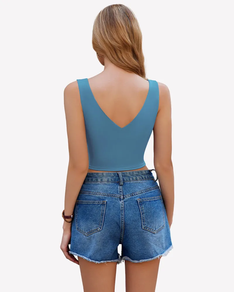 Crop Plunge Tank Tops Camisoles