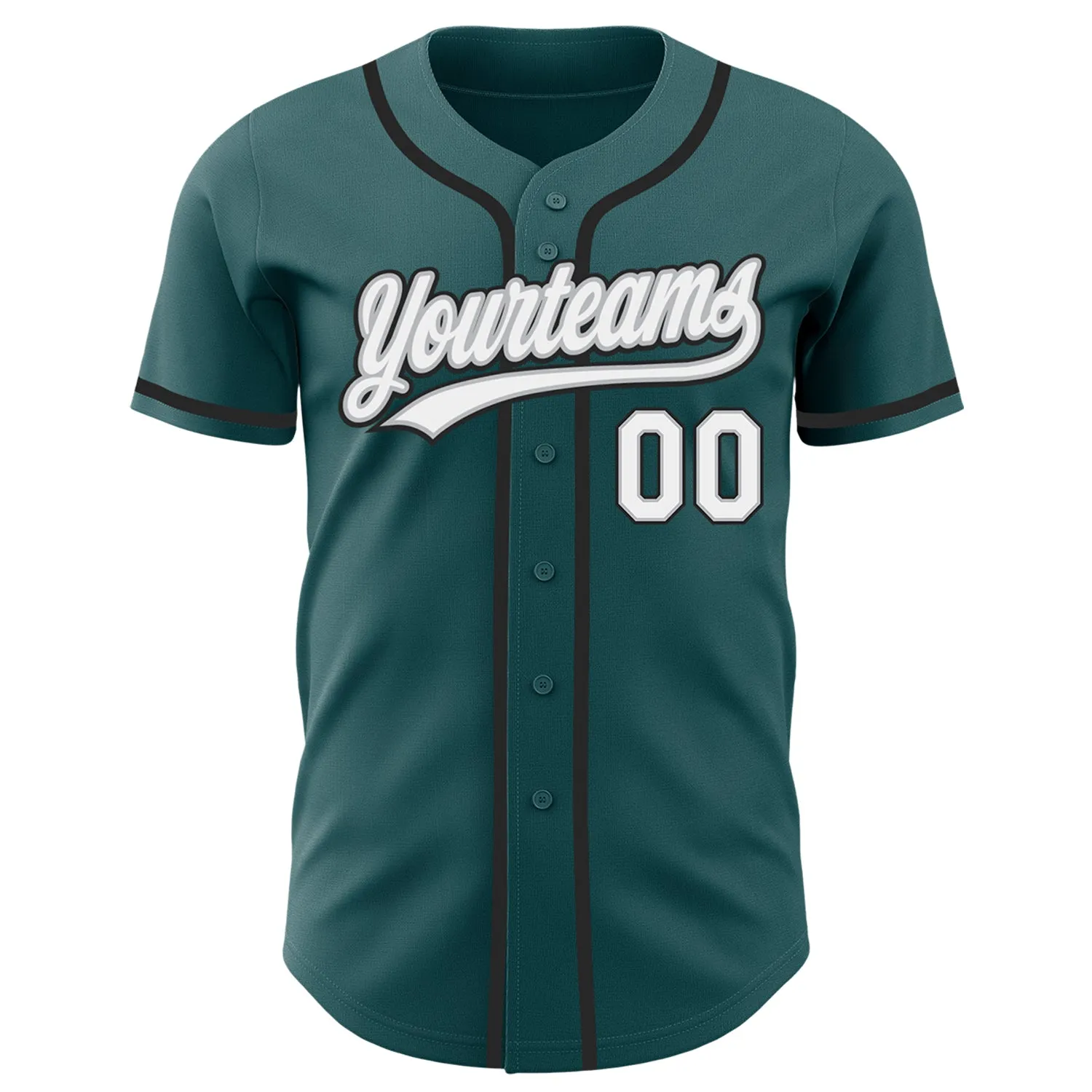 Custom Midnight Green White Gray-Black Authentic Baseball Jersey