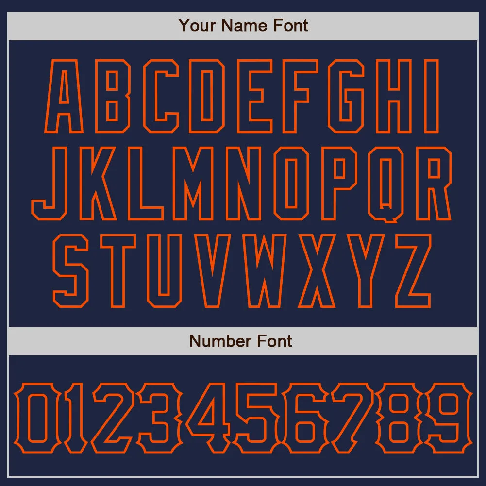 Custom Navy Orange 3D Pattern Design Abstract Network Authentic Baseball Jersey