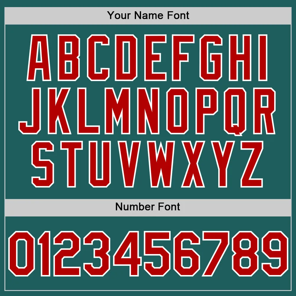 Custom Teal Red-White Line Authentic Baseball Jersey