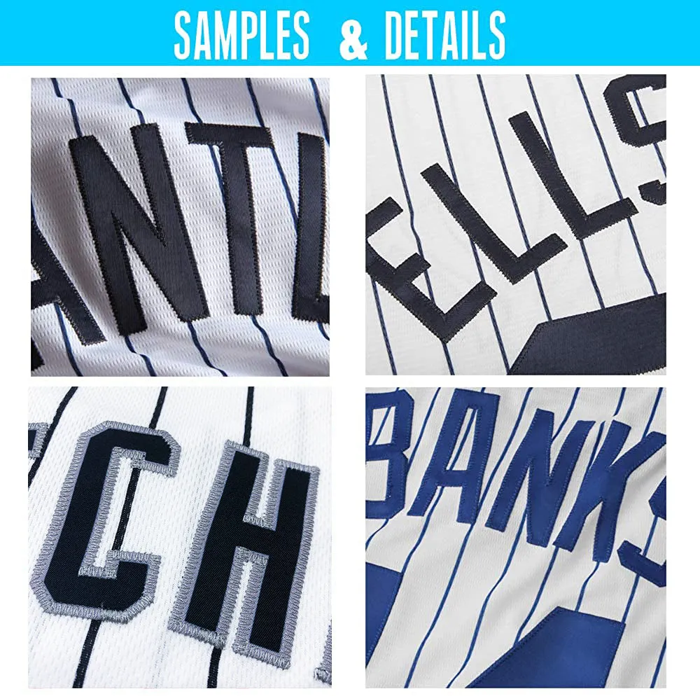 Custom White Black Pinstripe Olive-Black Authentic Memorial Day Baseball Jersey