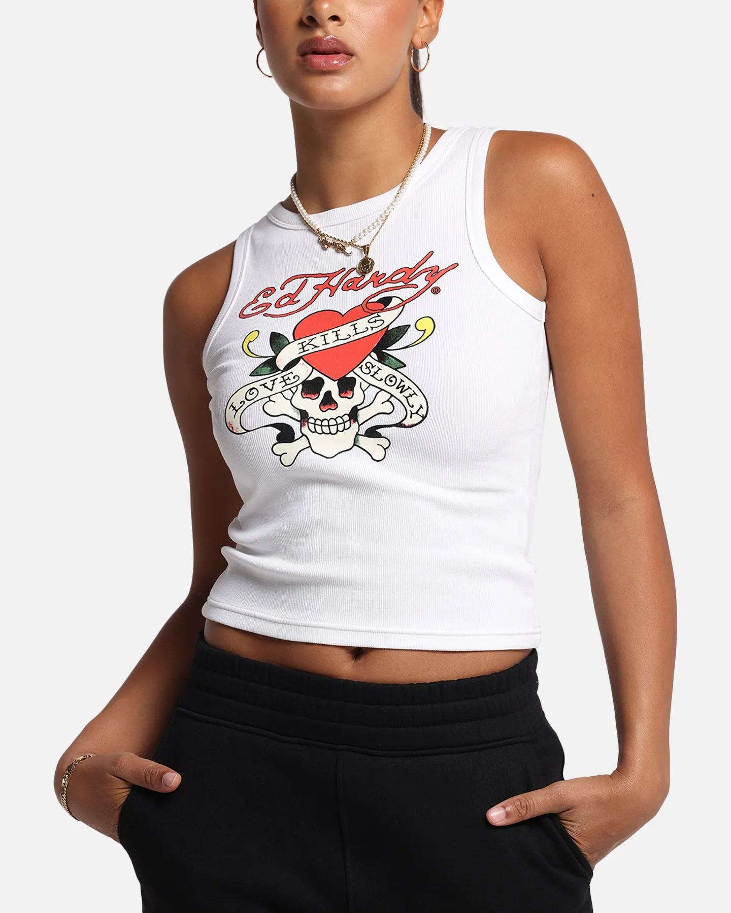 Ed Hardy Women's Love Kills Tank White