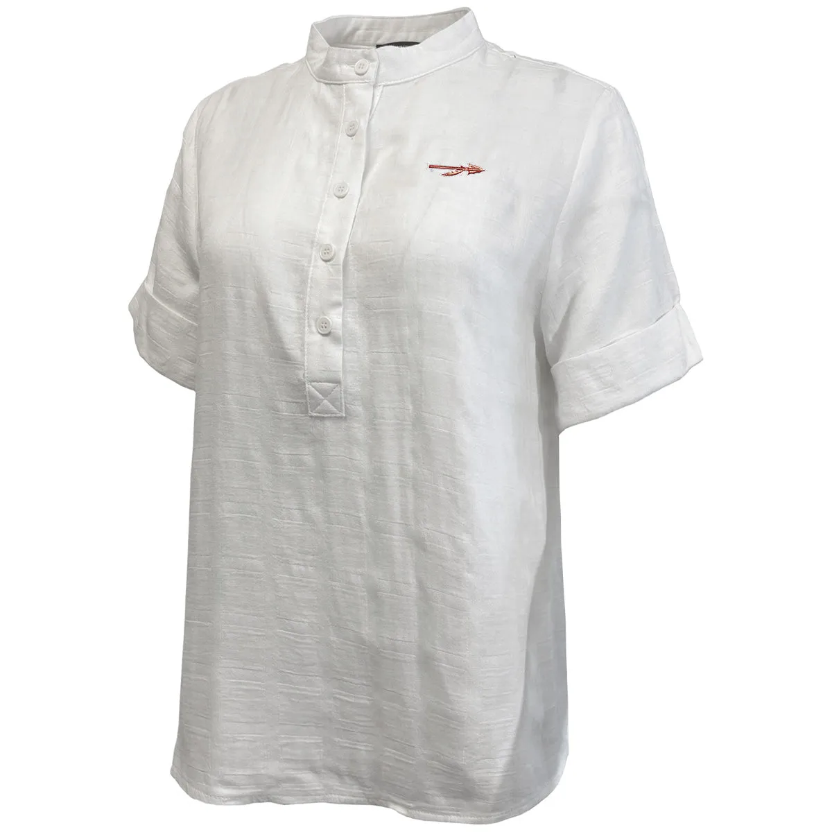 Emerson Street Women's Spear Logo Short Sleeve Woven Top - White