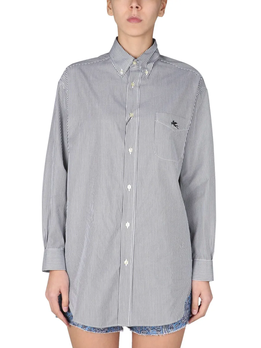 Etro Logo Embroidered Striped Shirt