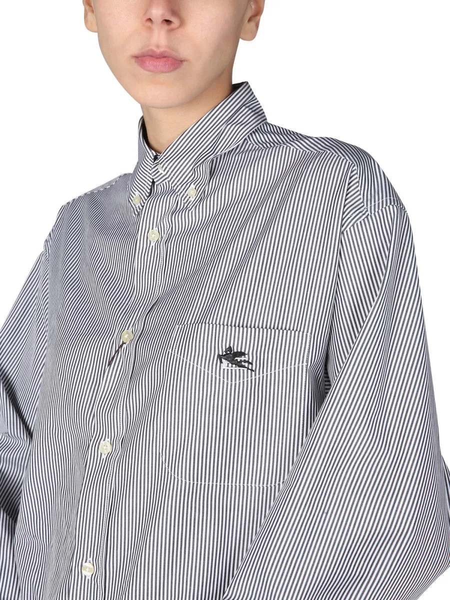 Etro Logo Embroidered Striped Shirt