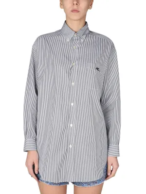 Etro Logo Embroidered Striped Shirt