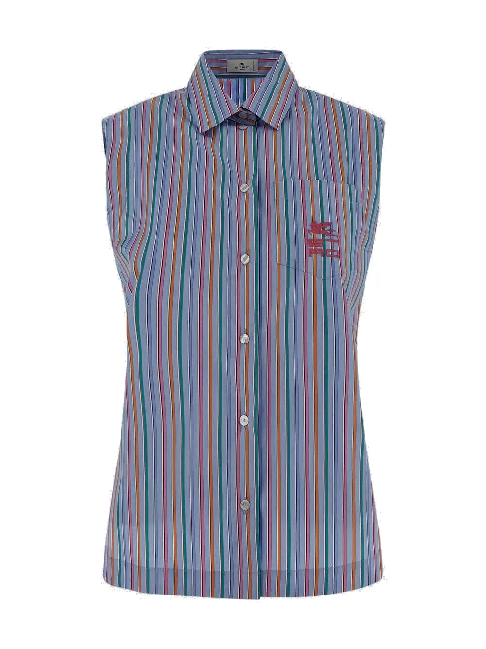 Etro Logo Embroidered Striped Sleeveless Shirt
