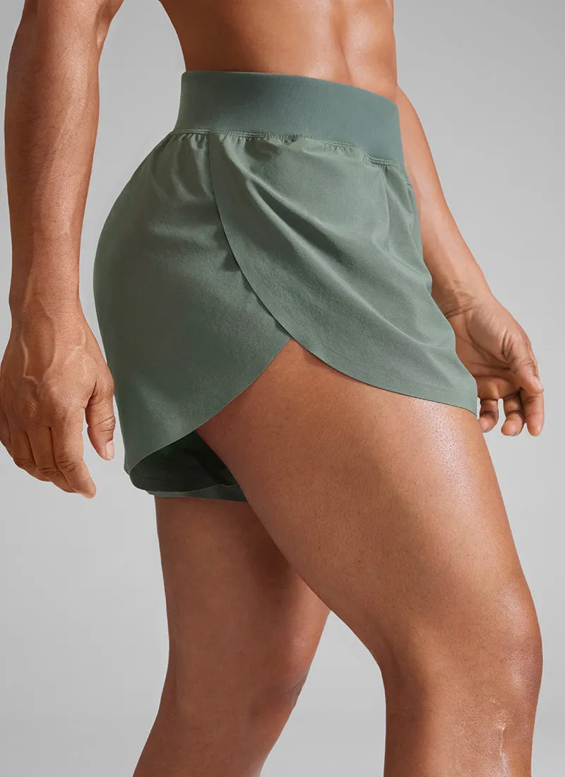 Feathery-Fit Soft Mid Rise Dolphin Lined Shorts 4''