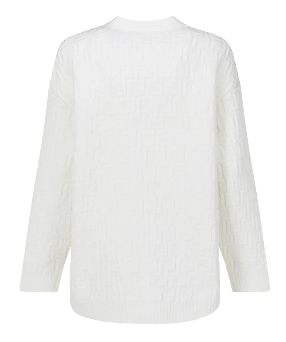 Fendi Oversized V-Neck FF Motif Cardigan