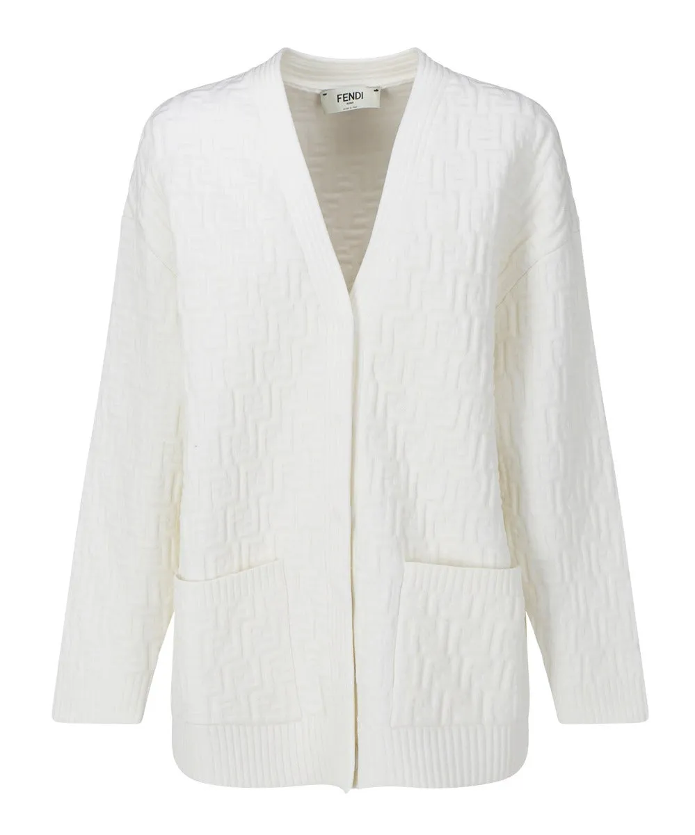 Fendi Oversized V-Neck FF Motif Cardigan