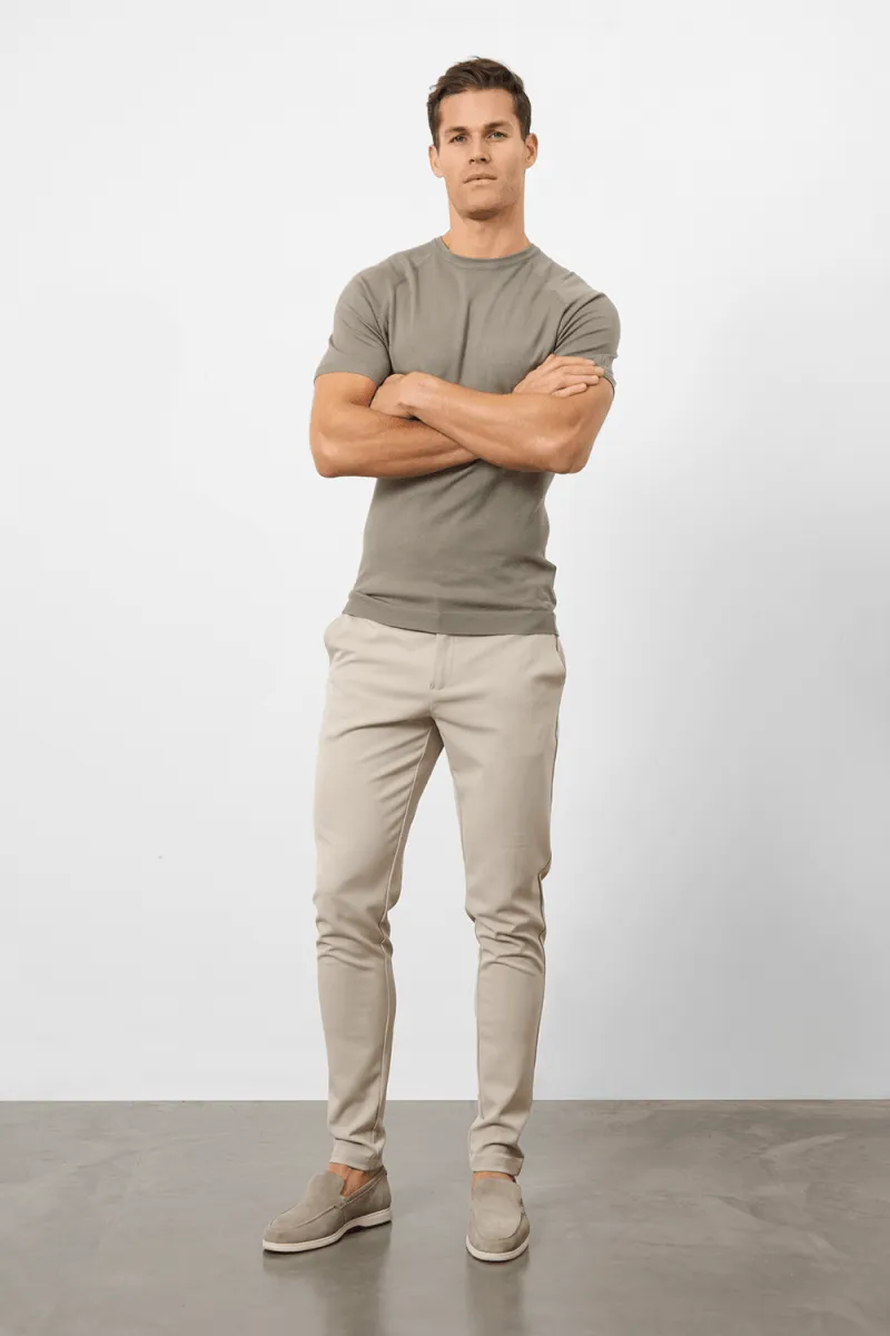 Fine Gauge Knitted T-Shirt in Soft Sage