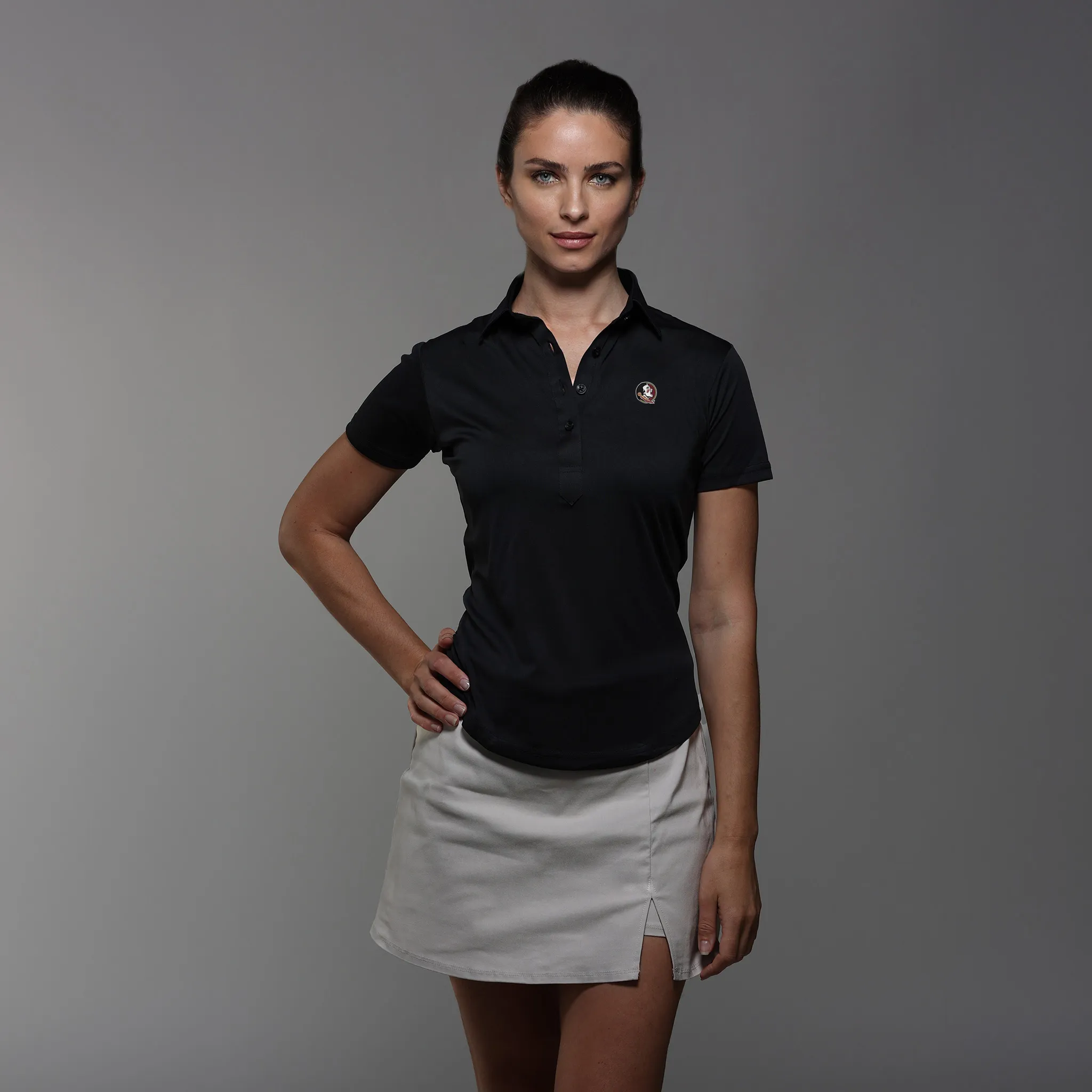 Florida State Women's Cap Sleeve Semi Spread Polo Black