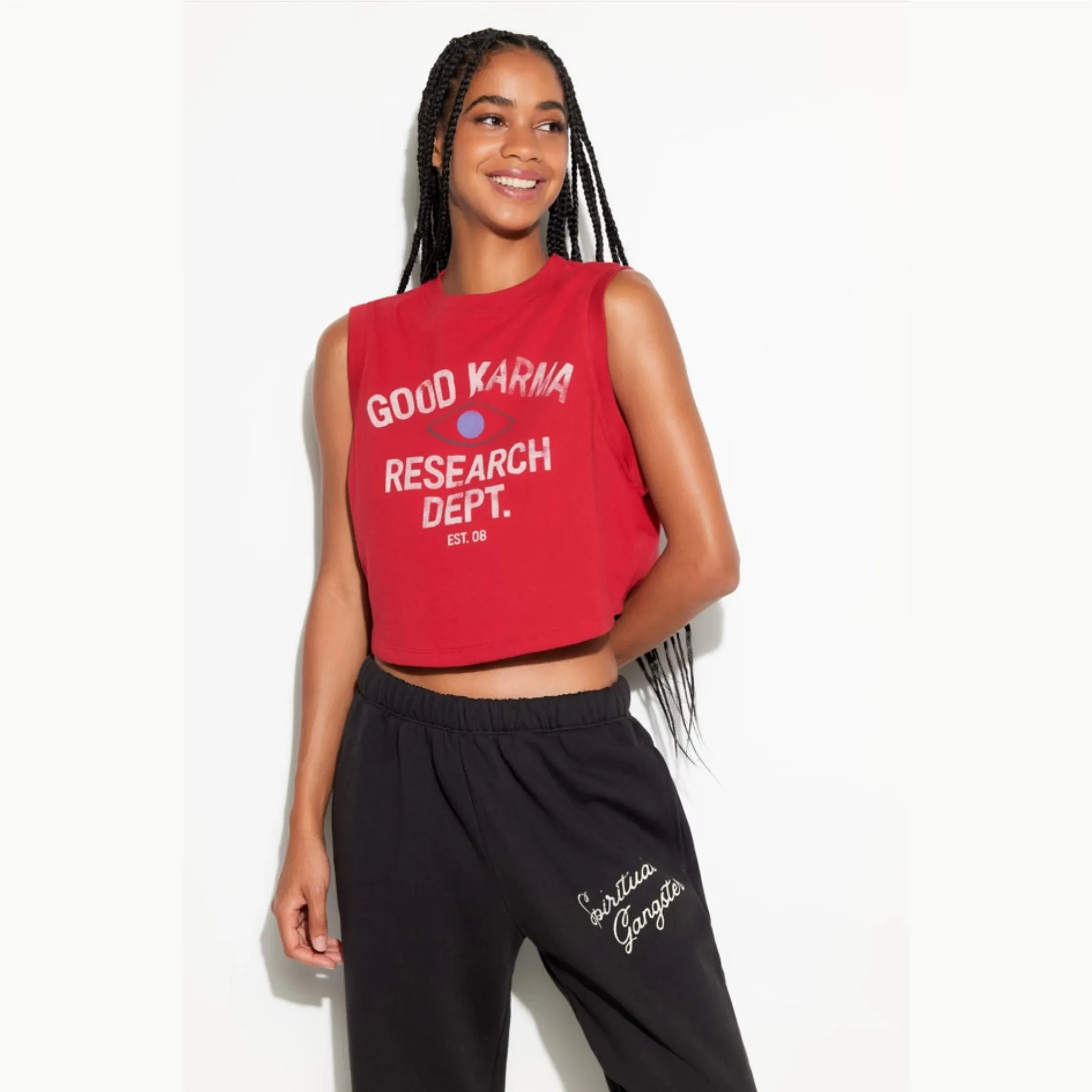 Good Karma Crawford Crop Tank - Red Heart
