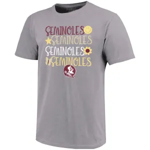 Image One Youth Girl's Repeat Seminoles Design Short Sleeve T-shirt - Grey