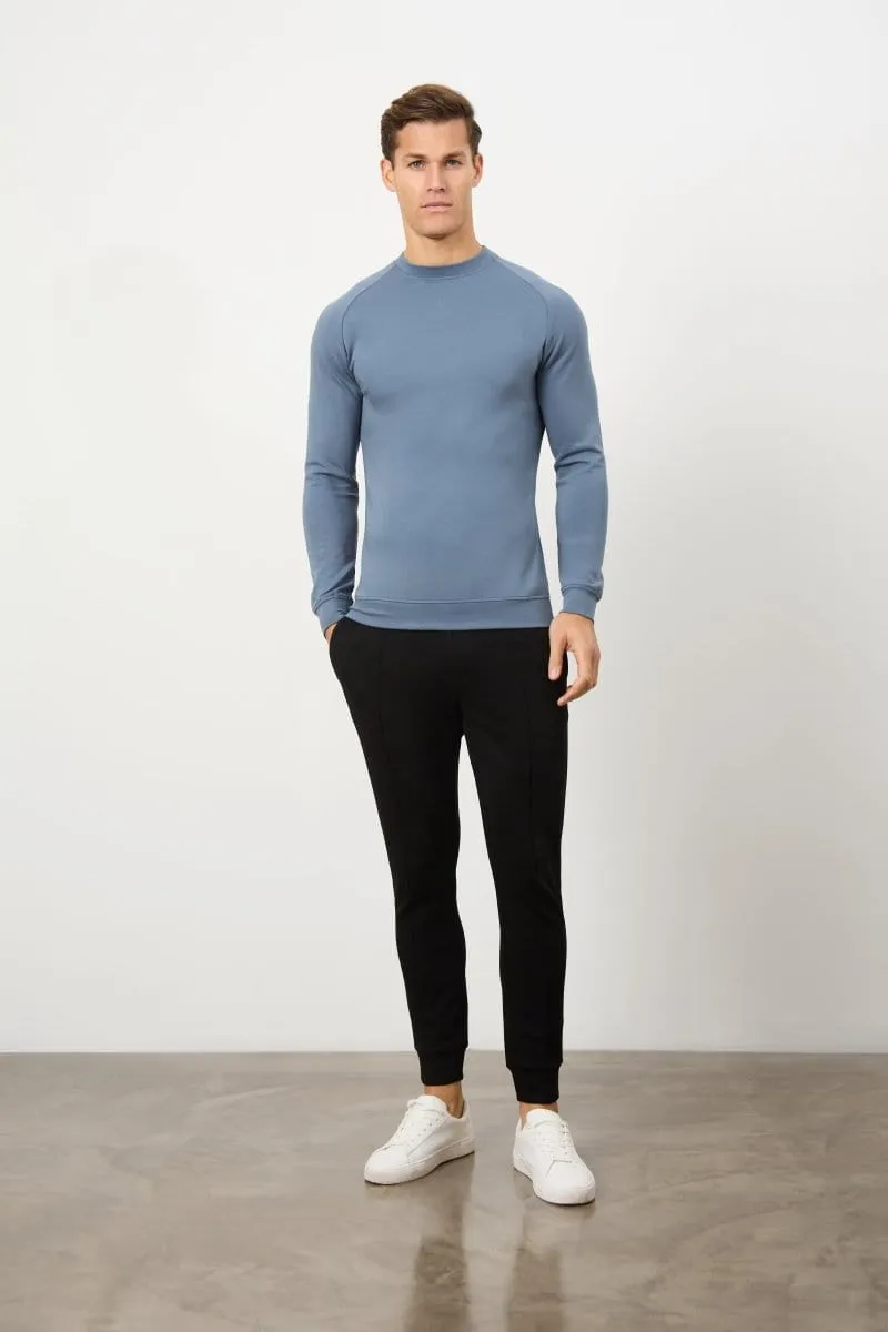 Interlock Crew Neck Sweat in Denim