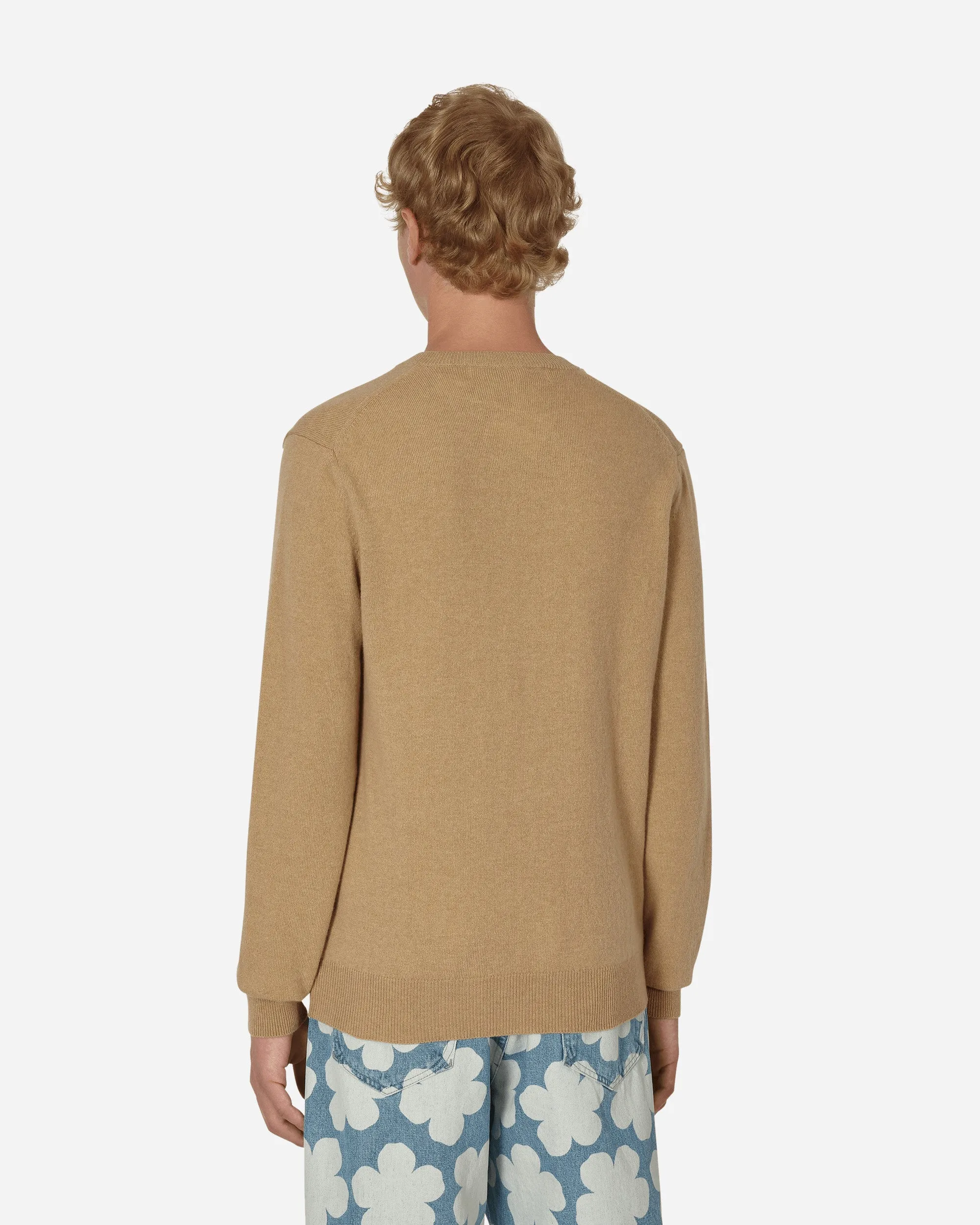 Invader Heart V-Neck Sweater Beige