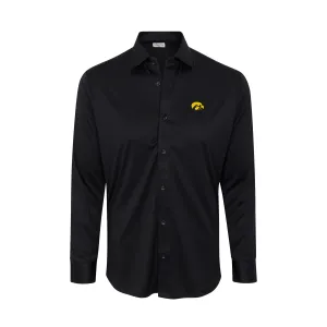 Iowa Quattro Flex Dress Shirt with Semi-Spread Collar Black