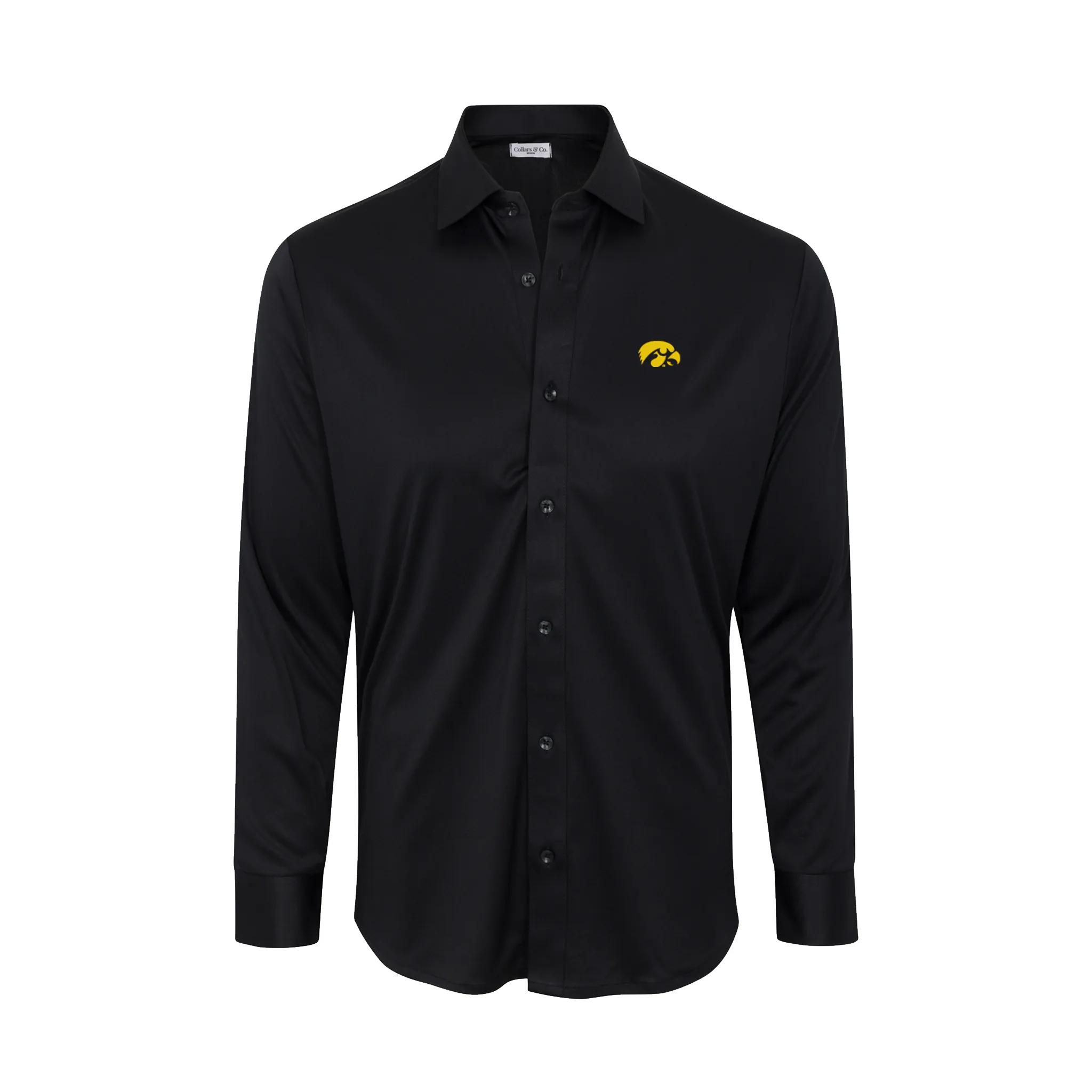 Iowa Quattro Flex Dress Shirt with Semi-Spread Collar Black