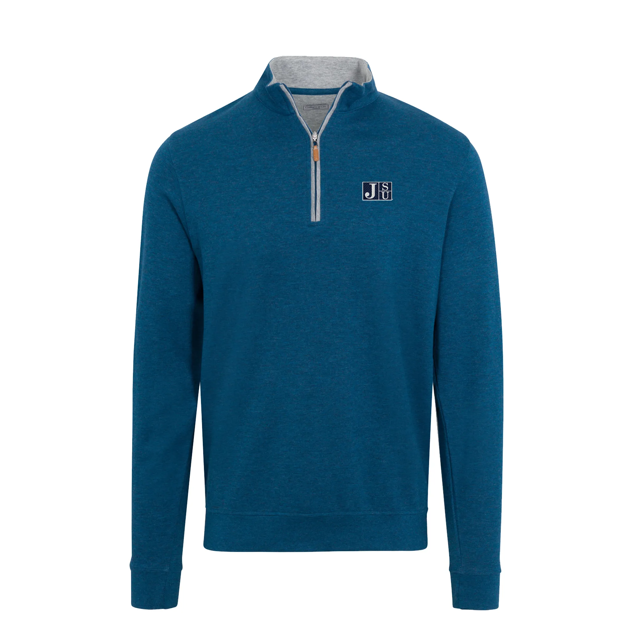 Jackson State Indigo Heather Cloud Cotton Quarter Zip Pullover