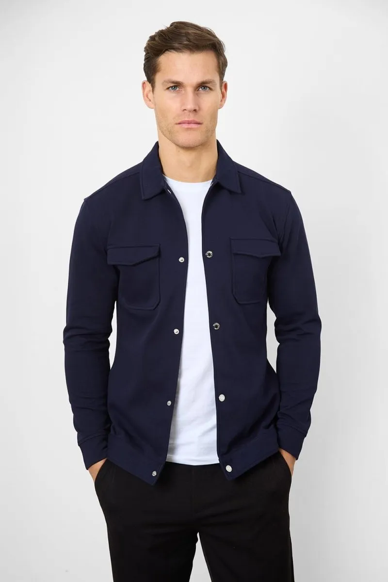 Jersey Shacket in Navy