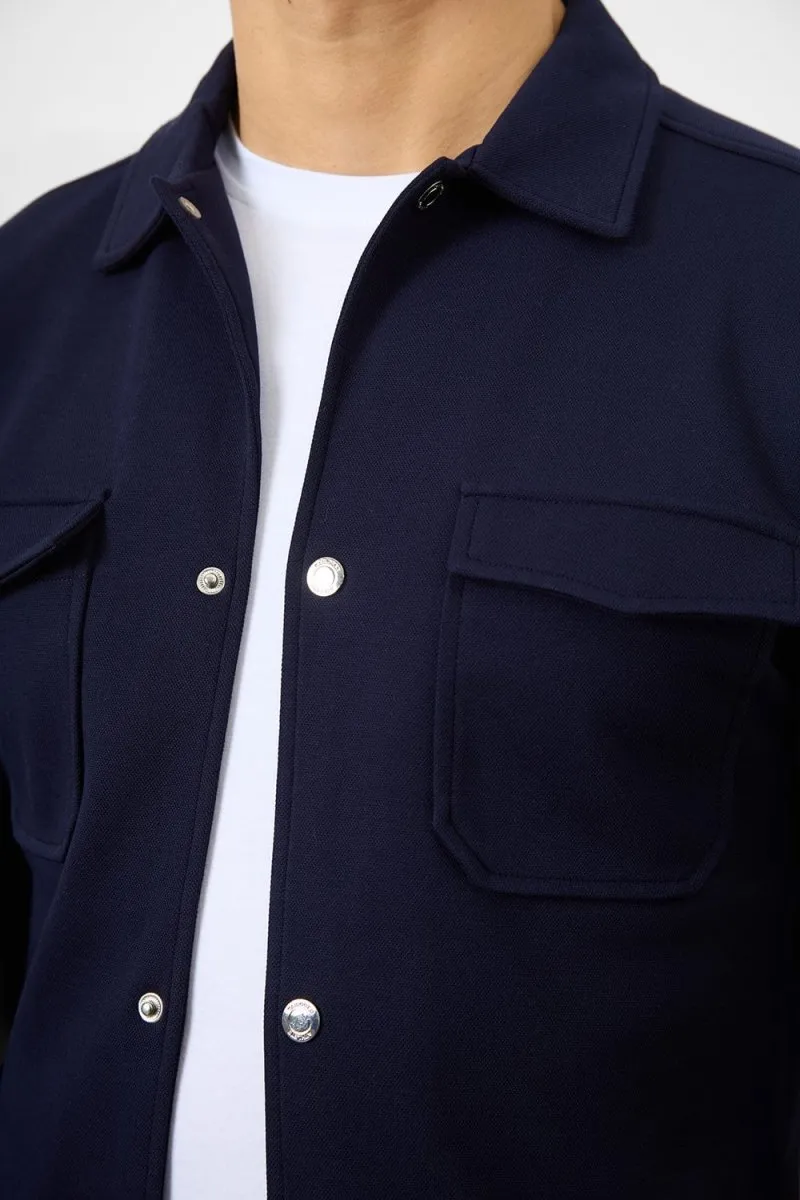 Jersey Shacket in Navy