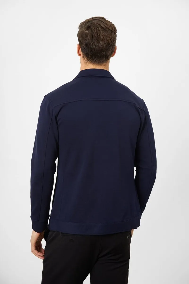 Jersey Shacket in Navy