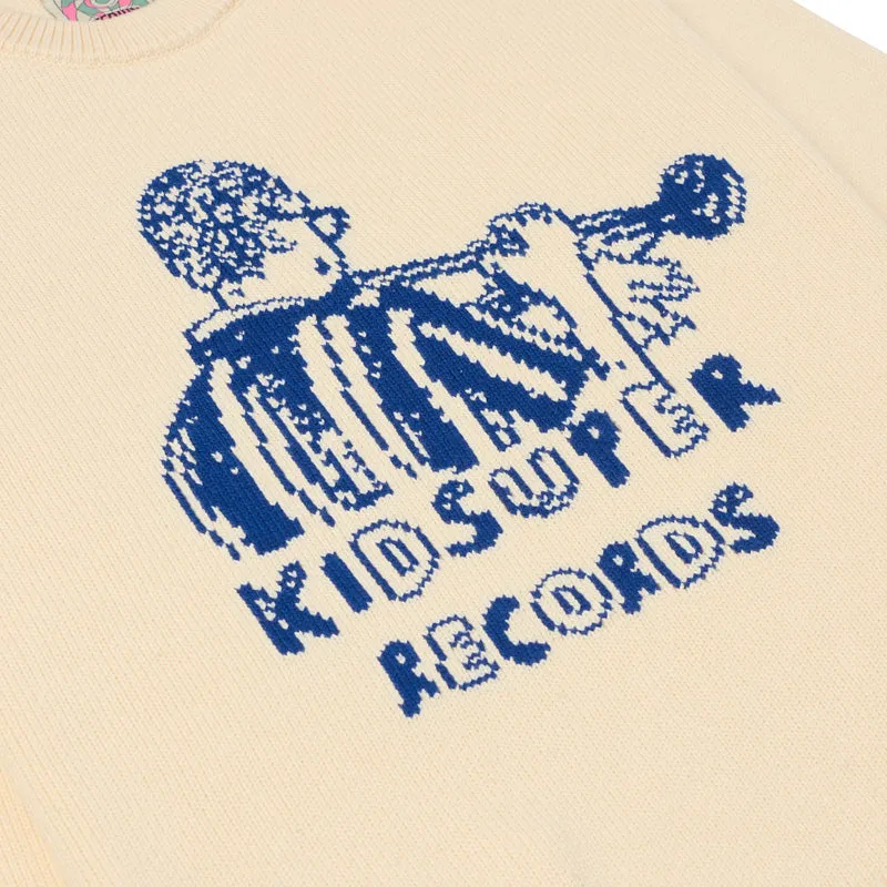 KidSuper Records Knit Sweater - Cream
