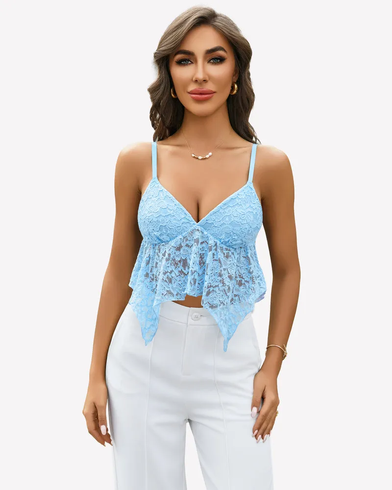 Lace Bralette V Neck Crop Tops
