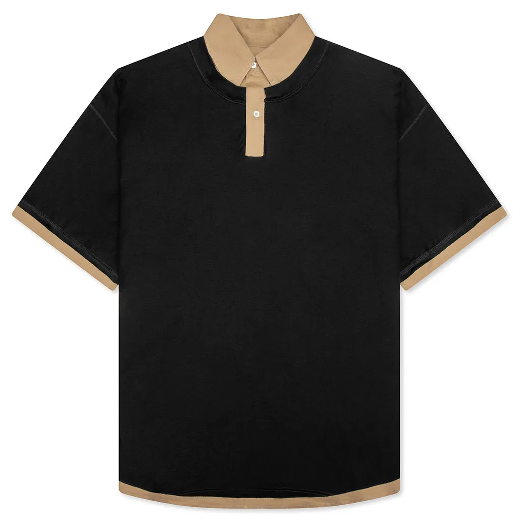 Layered Polo Shirt - Black/Camel