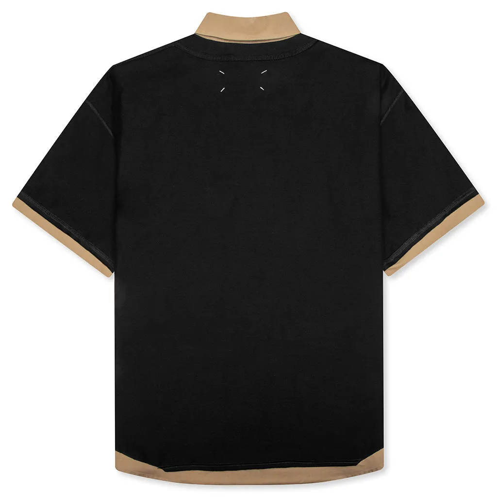 Layered Polo Shirt - Black/Camel