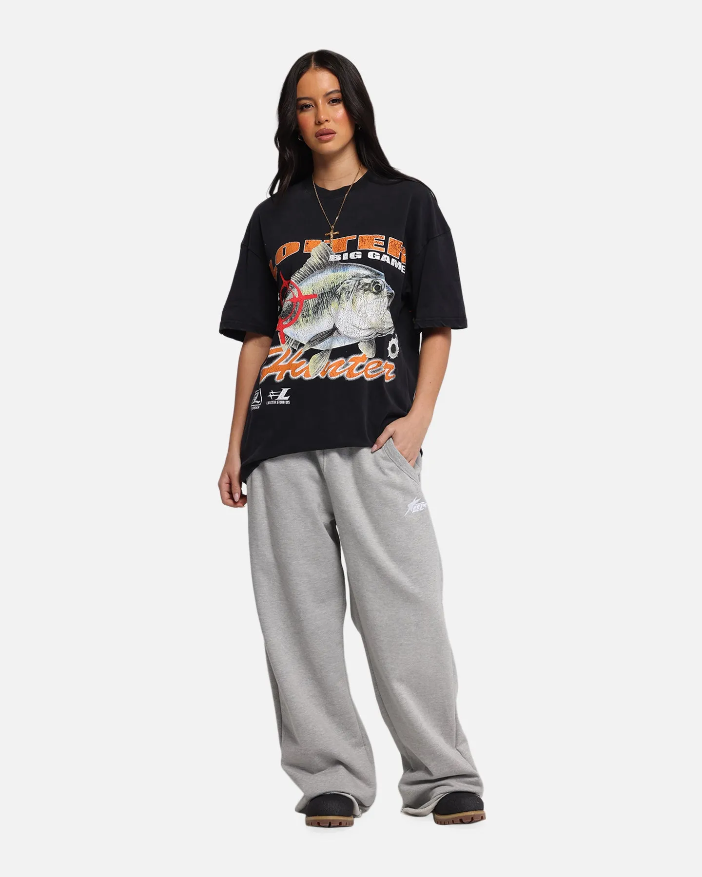 Loiter Big Game T-Shirt Black Acidwash