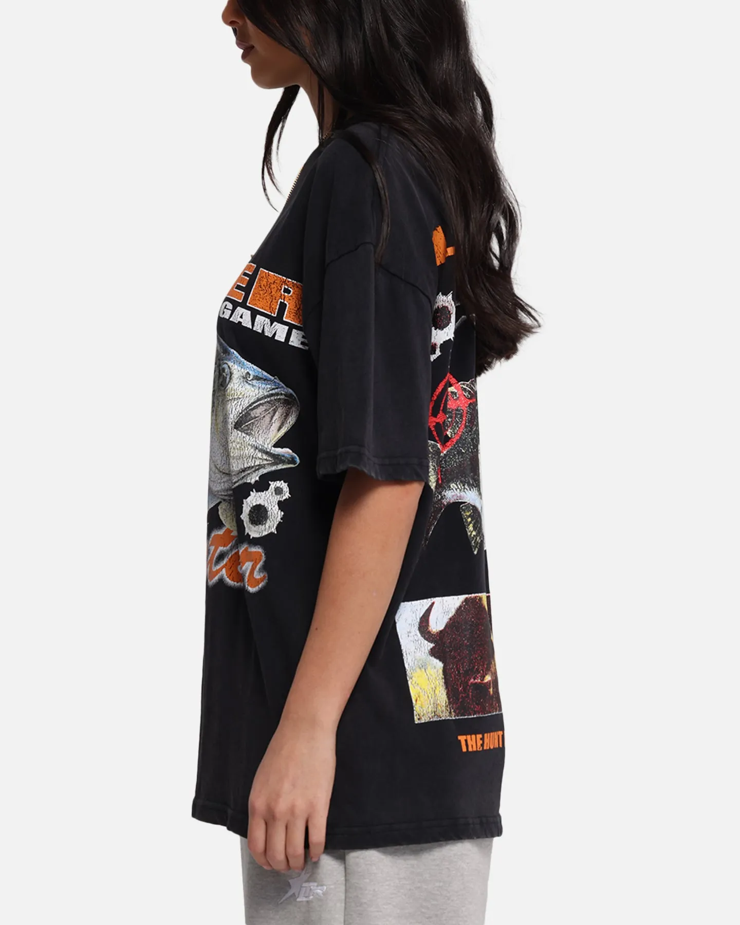 Loiter Big Game T-Shirt Black Acidwash