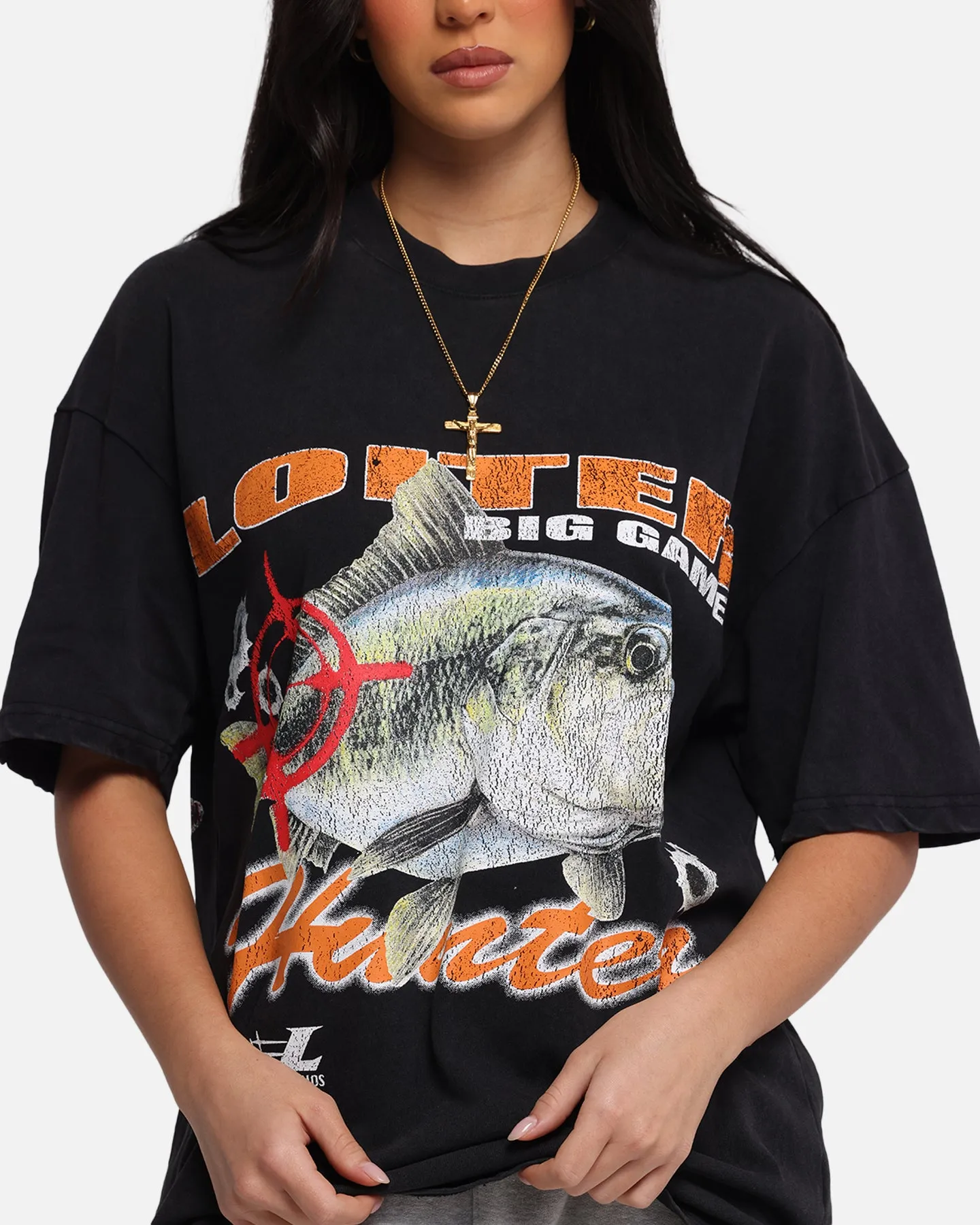 Loiter Big Game T-Shirt Black Acidwash