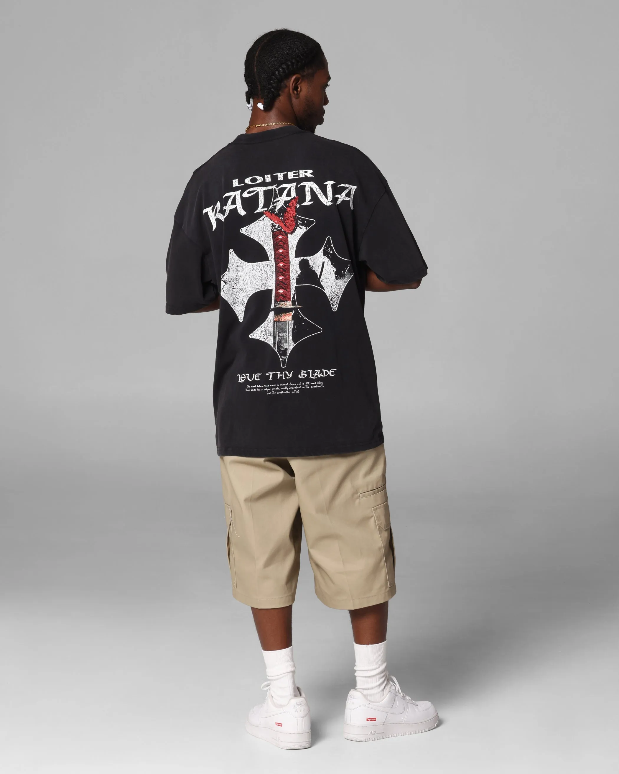 Loiter Katana Vintage T-Shirt Black Acidwash
