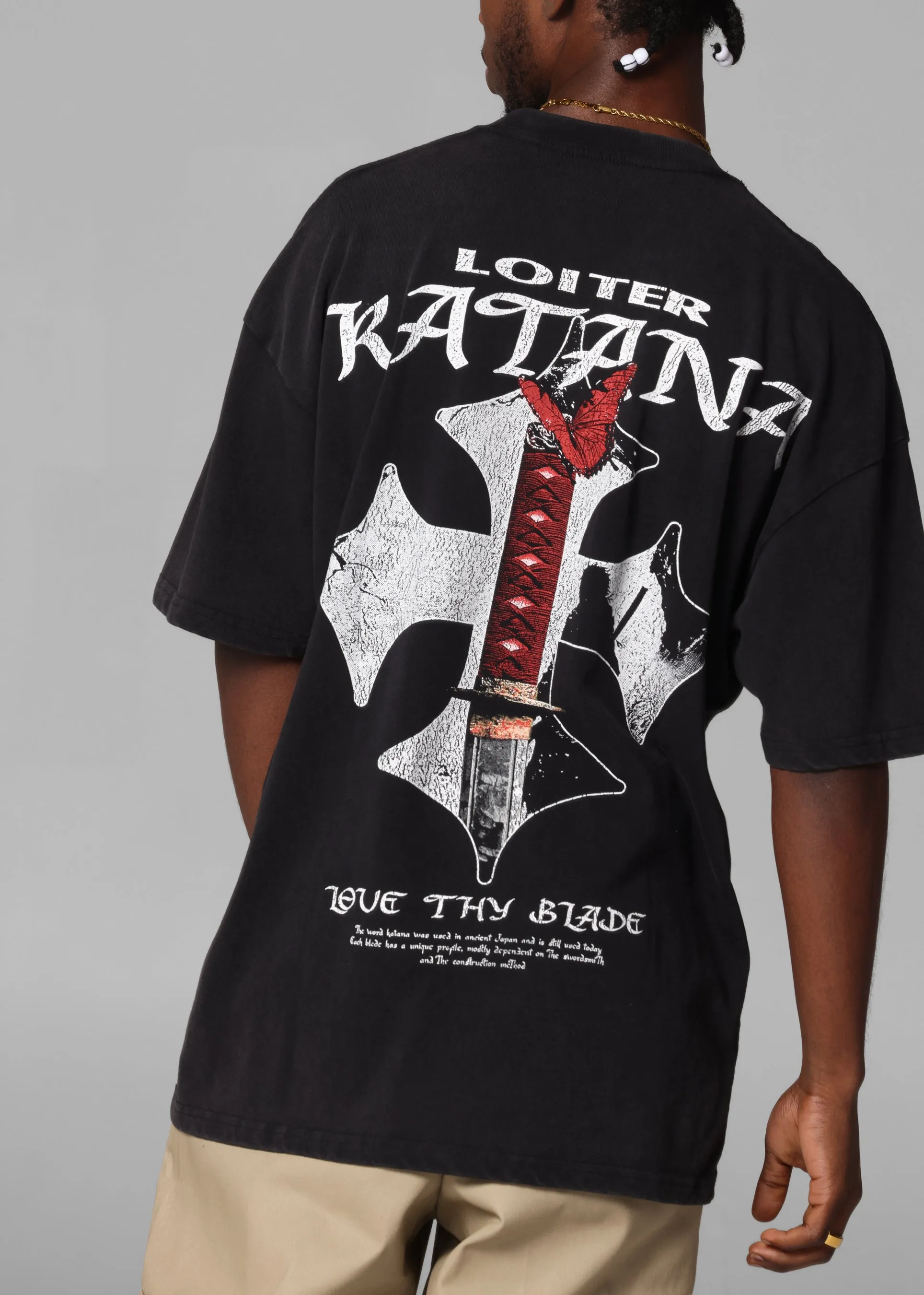 Loiter Katana Vintage T-Shirt Black Acidwash
