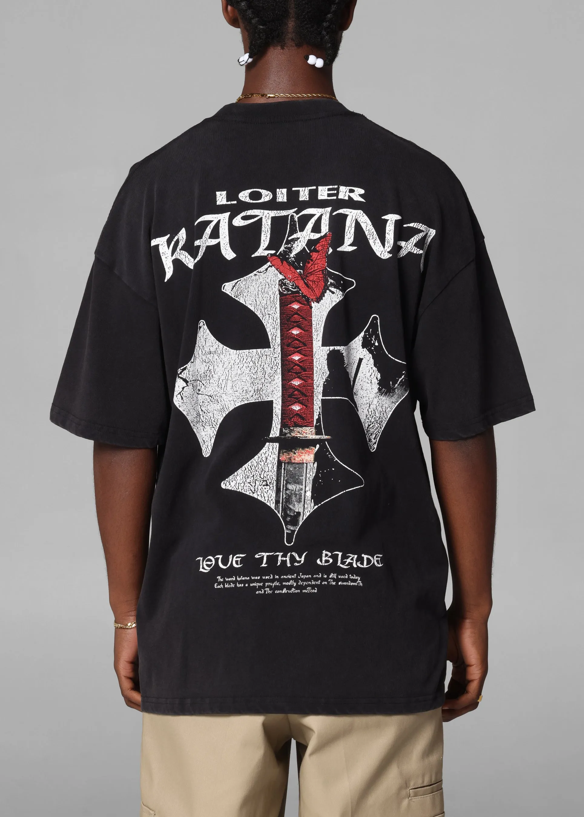 Loiter Katana Vintage T-Shirt Black Acidwash
