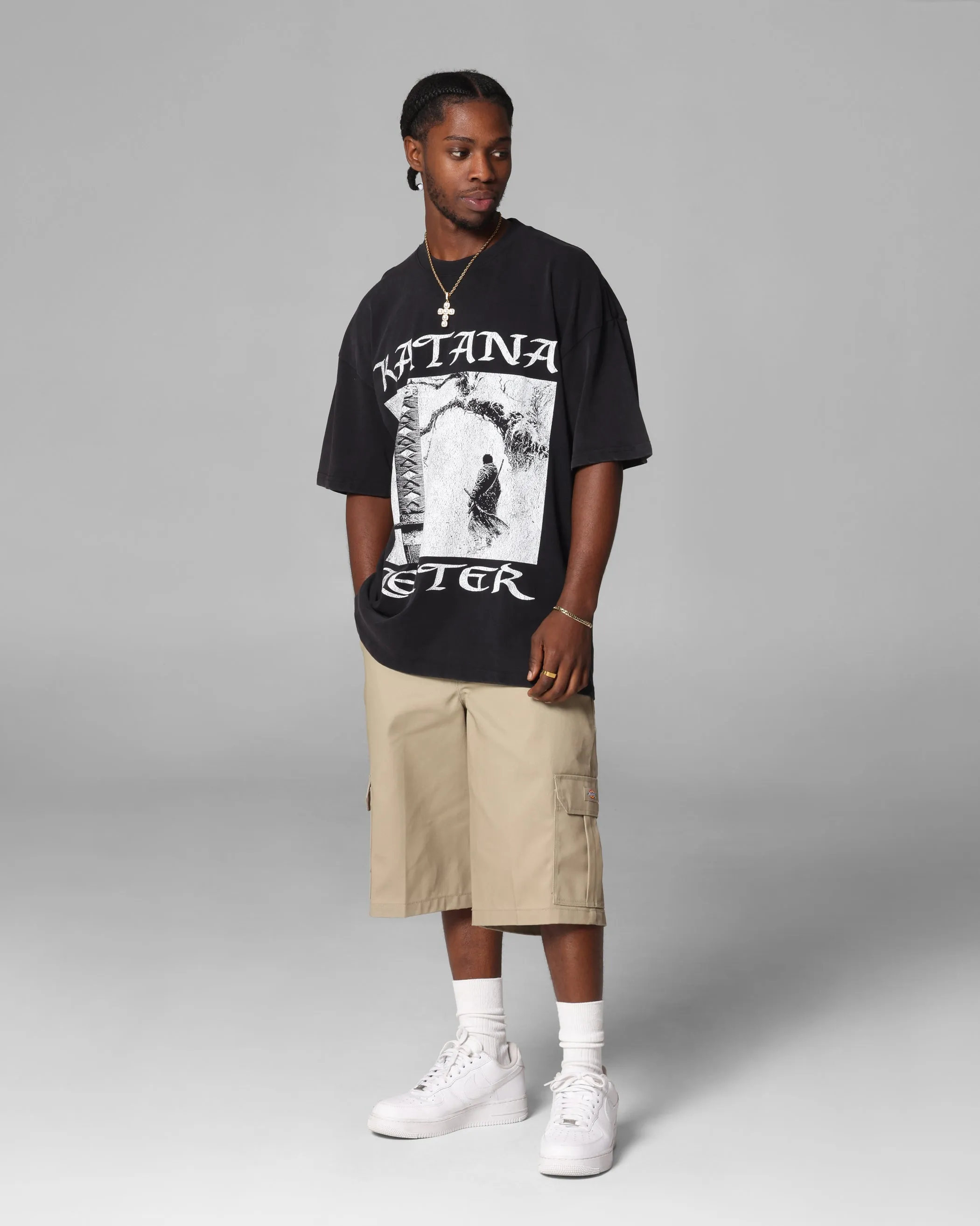 Loiter Katana Vintage T-Shirt Black Acidwash