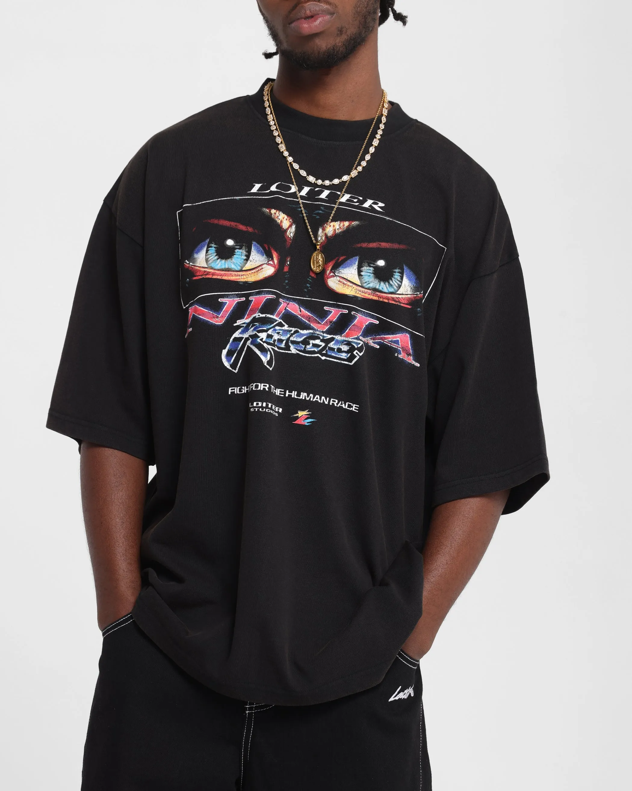 Loiter Ninja Vintage T-Shirt Vintage Charcoal