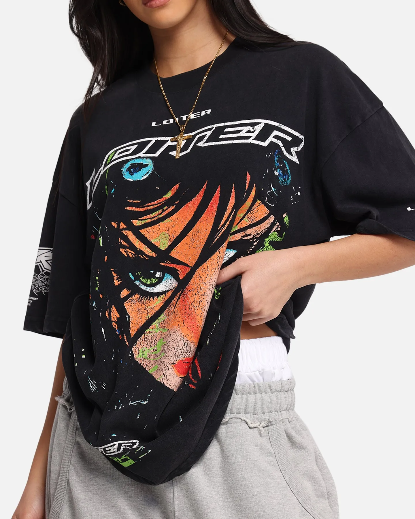 Loiter Project Dark Vintage T-Shirt Black Acidwash