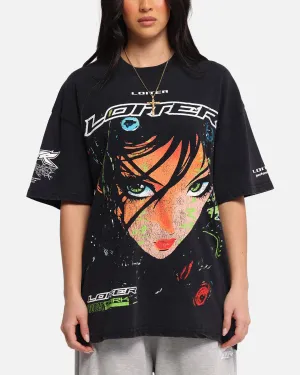 Loiter Project Dark Vintage T-Shirt Black Acidwash